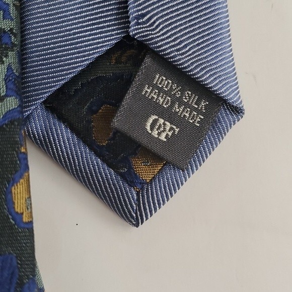 CF DENIM SILK HANDMADE TIE BLUE BROWN - Picture 3 of 6